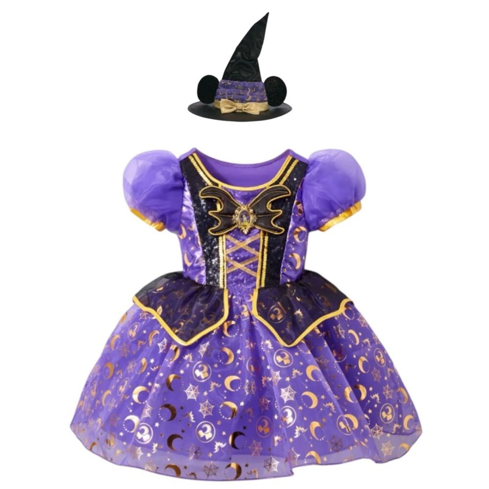 Minnie Mouse Witch Costume for Kids Hat and Dress-Size‎ 9/10